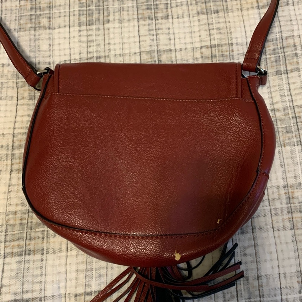 Calvin Klein red leather one shoulder hand bag with front tassel - Picture 6 of 6